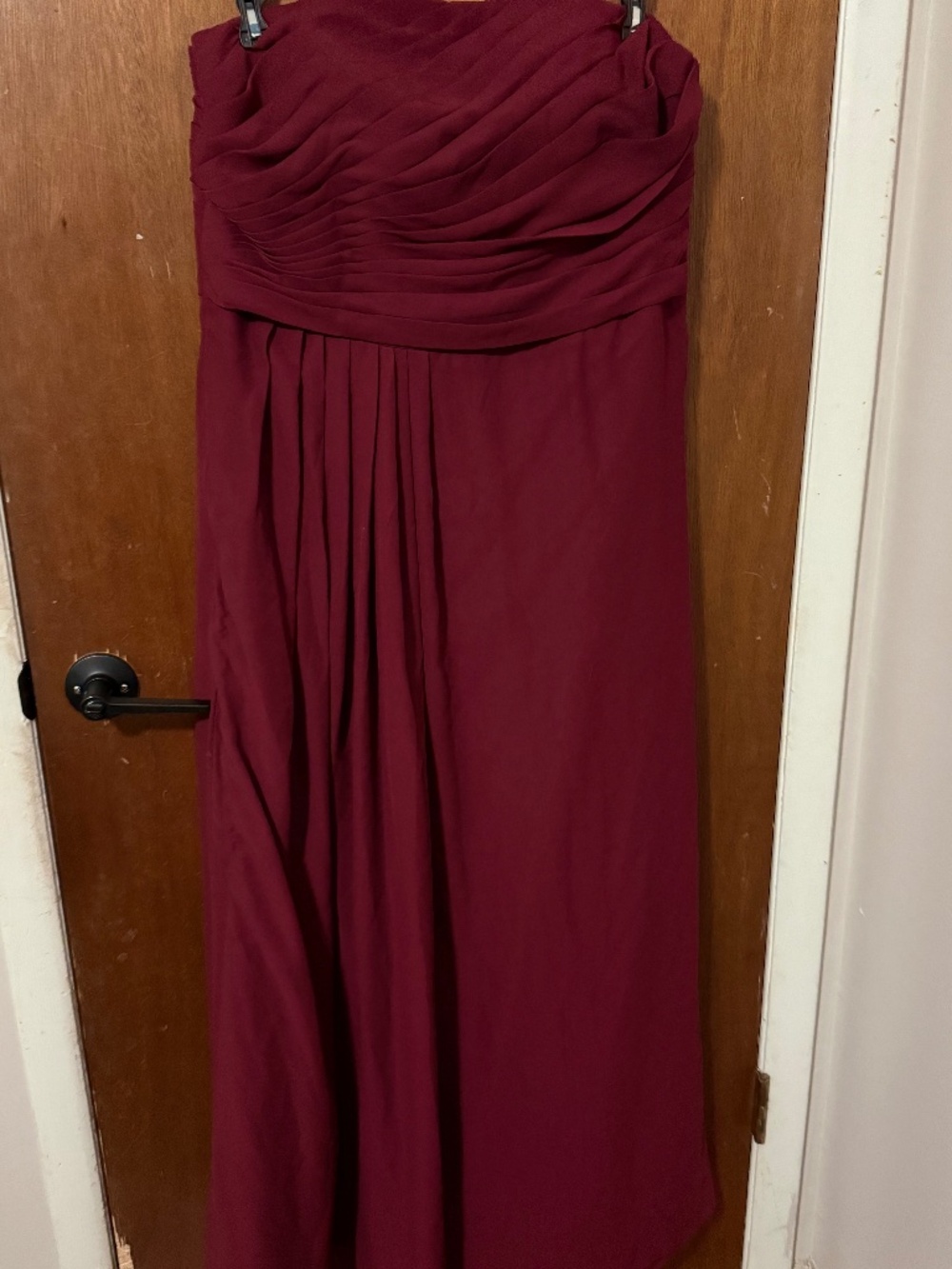 Red strapless long homecoming dress